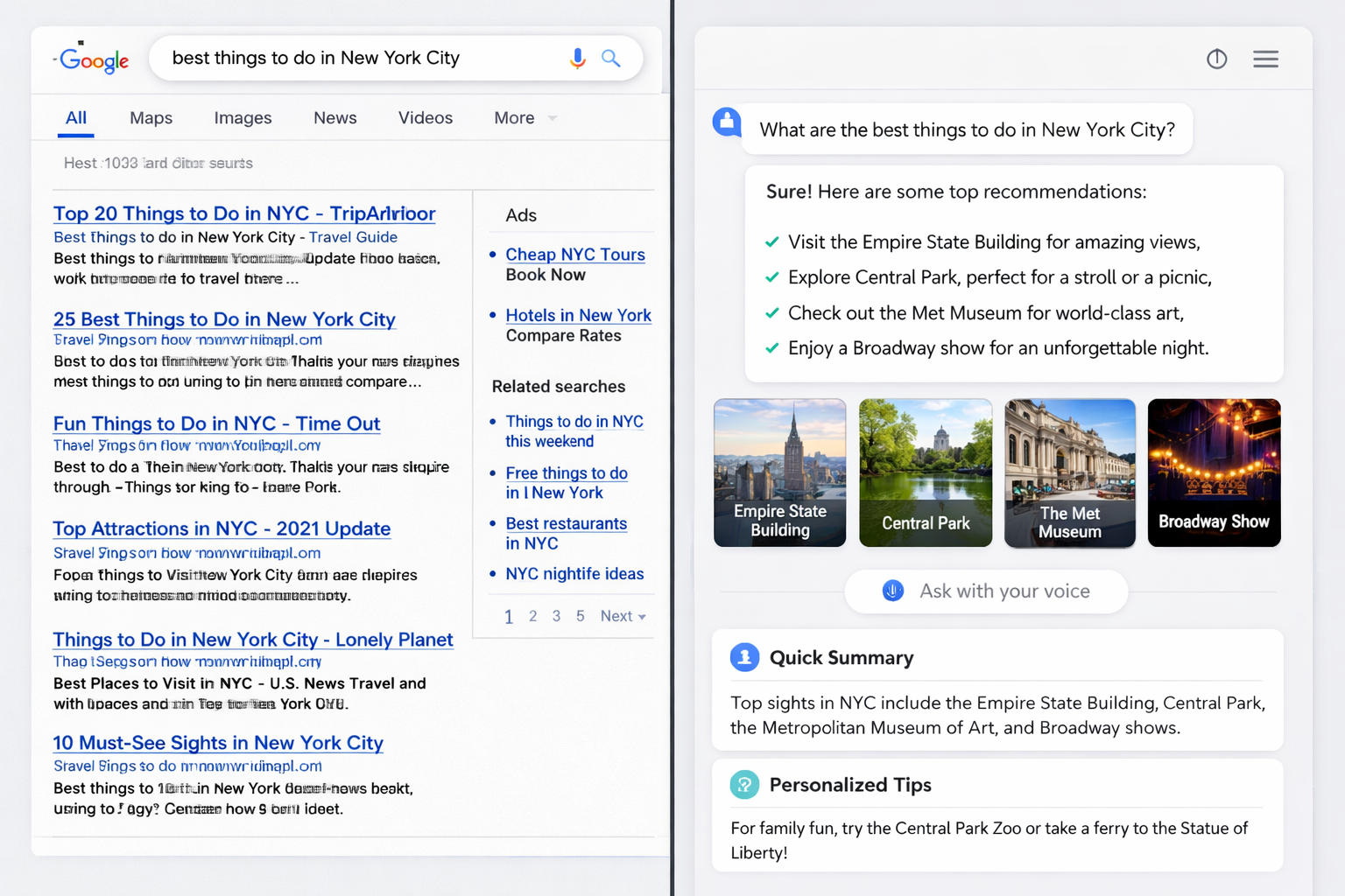 Split Screen Search Vs AI Answers-1 Split Screen Search Vs AI Answers-1