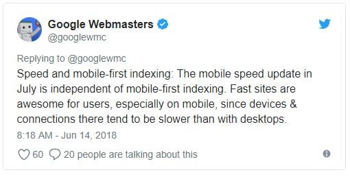 Google Page Speed Tweet