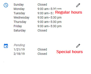editing business hours in google