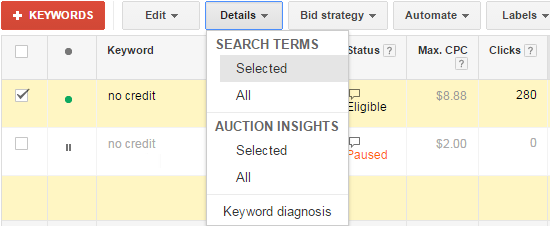 AdWords Search Term reporting